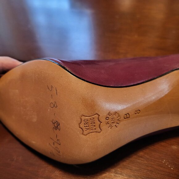Vintage Burgandy Italian Leather Pumps Size 8 - Picture 5 of 11